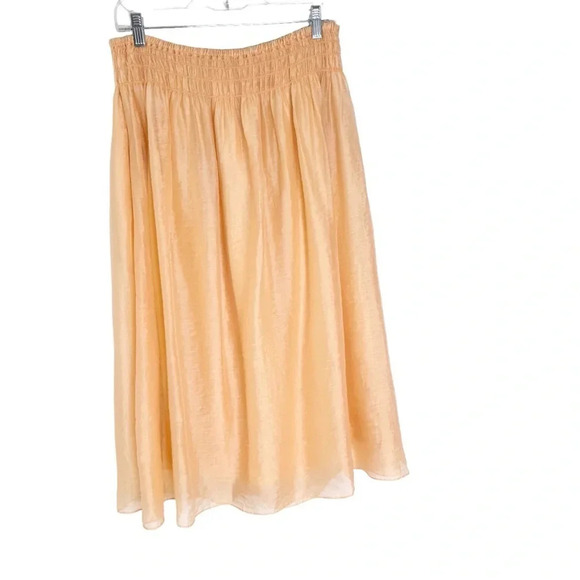 Vince Smocked Waist Gathered Maxi Skirt Peach Size L NWT - Picture 6 of 12